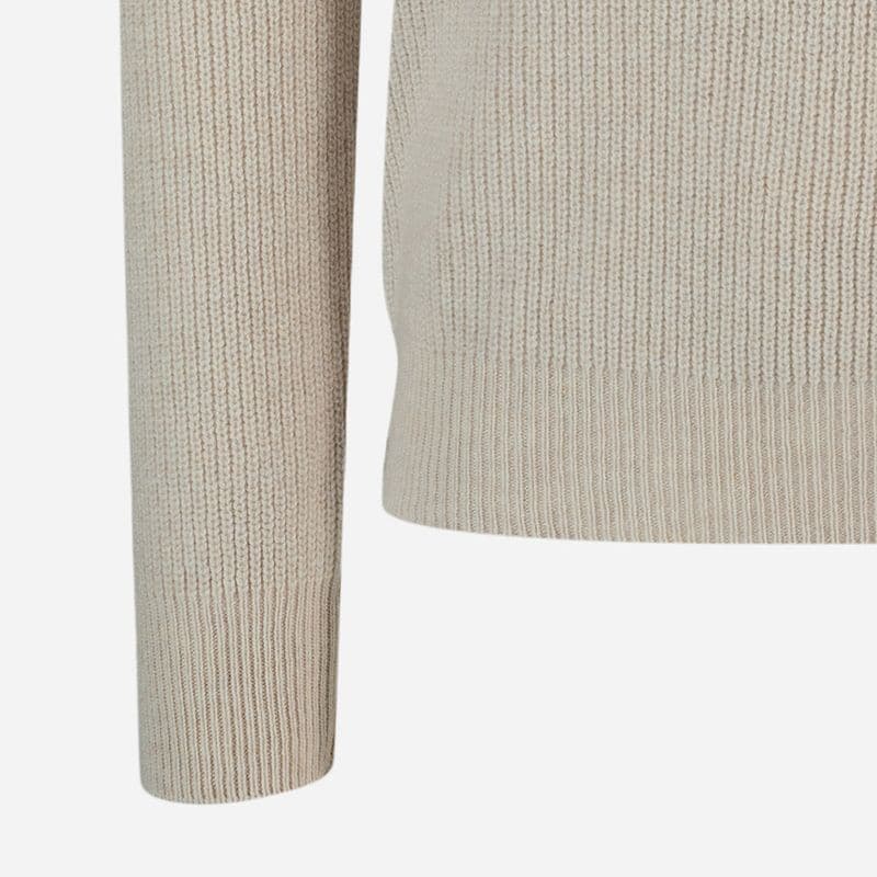 Rib Sweater Skipper Collar Wool - Beige