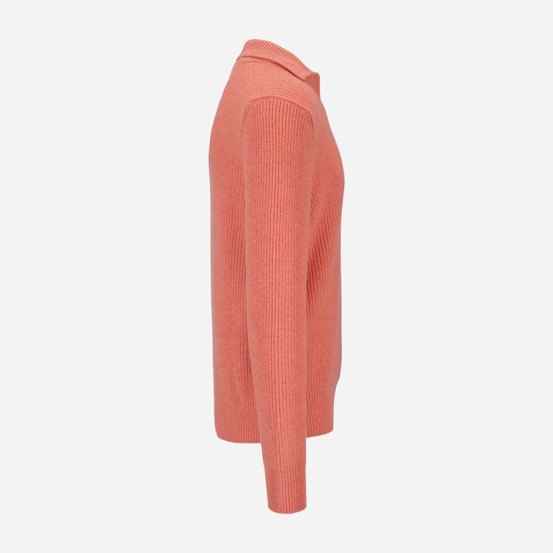 Rib Sweater Skipper Collar Wool - Peach