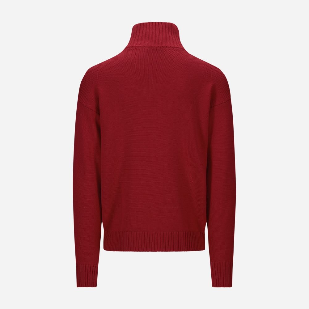 Full Zip Jacket High Neck Wool - Red