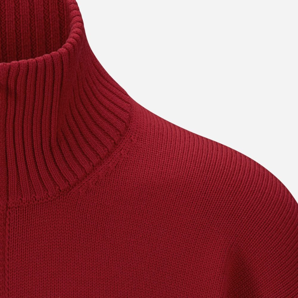 Full Zip Jacket High Neck Wool - Red