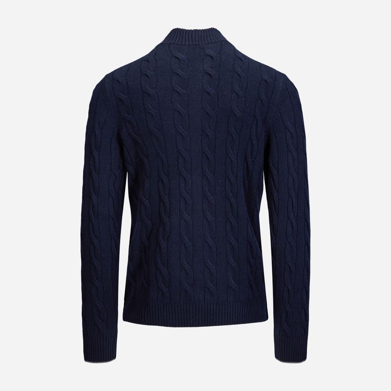 Full Zip Jacket Cable Cashmere - Navy