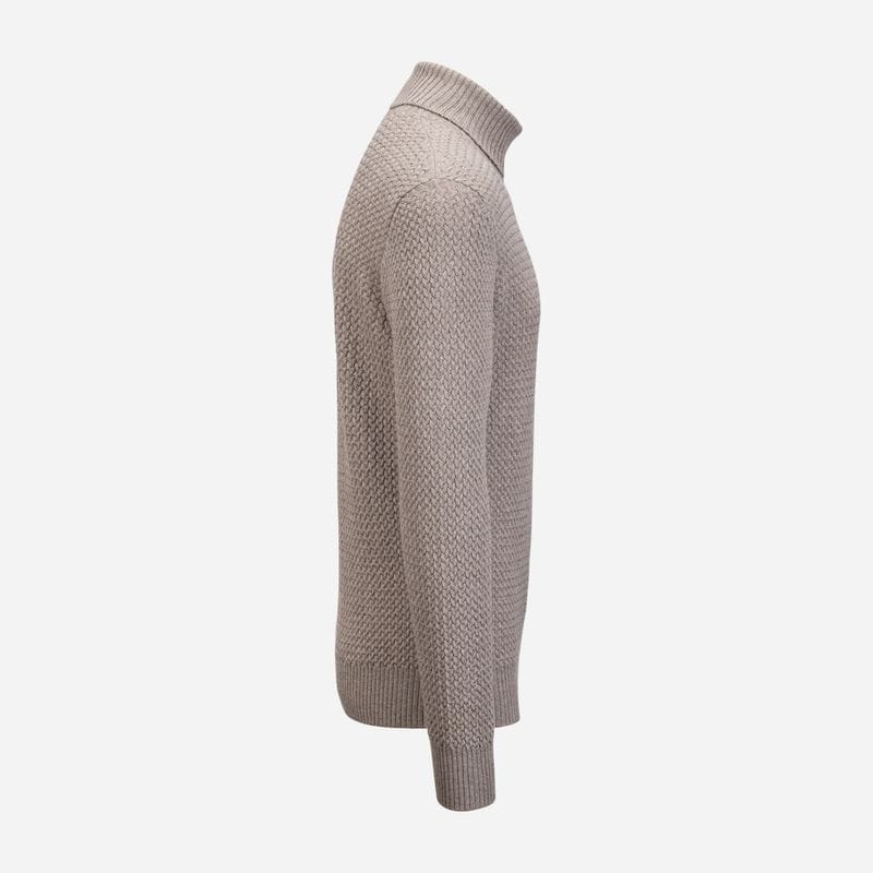 Turtle Neck Braided Wool - Beige