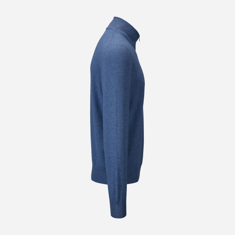 Half Zip Wool-Cashmere - Light Blue