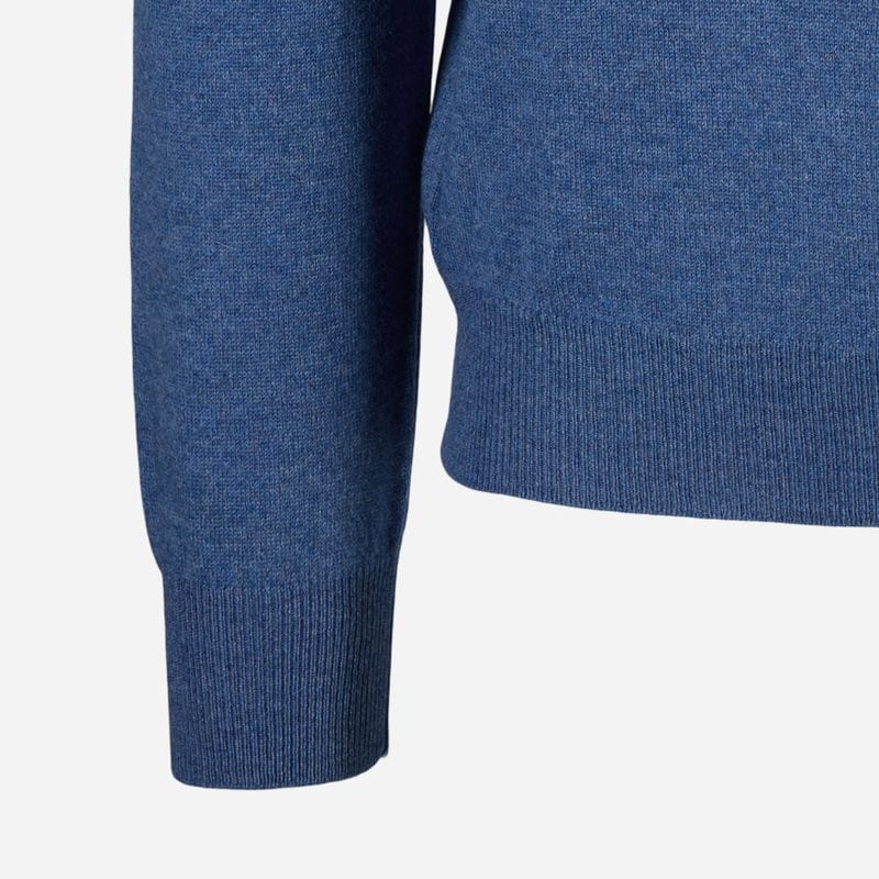 Half Zip Wool-Cashmere - Light Blue