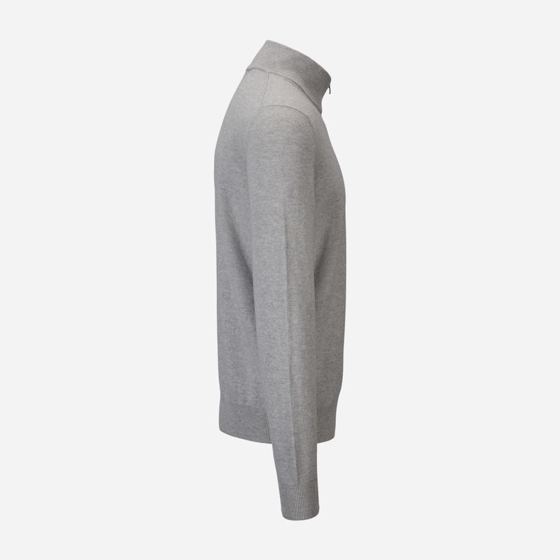 Half Zip Wool-Cashmere - Light Grey