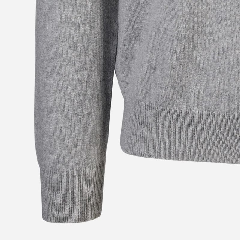 Half Zip Wool-Cashmere - Light Grey