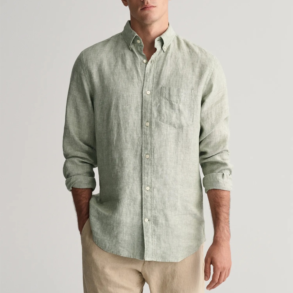 Regular Linen Shirt - Kalamata Green