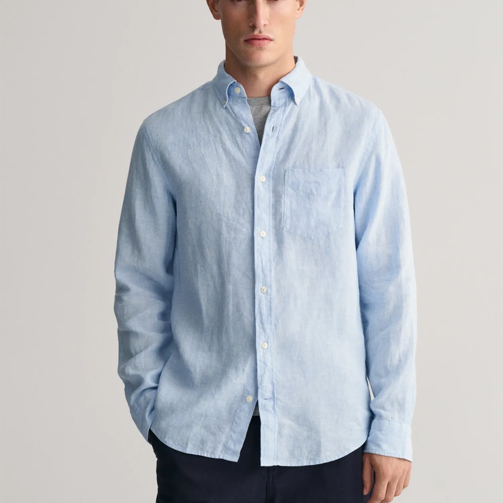 Regular Linen Shirt - Capri Blue