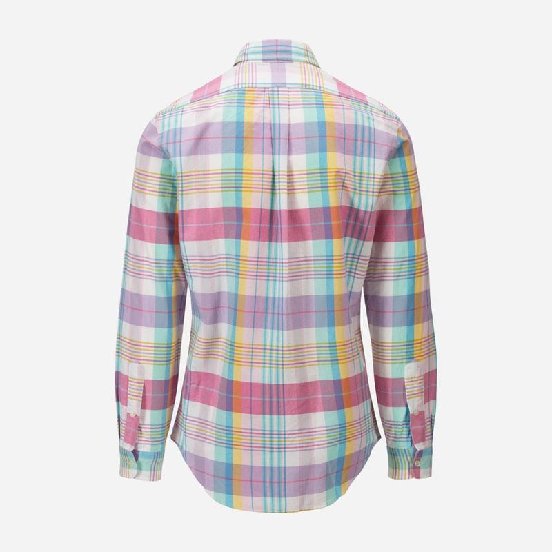 Custom Fit Plaid Sport Shirt - Pink/Seafoam Multi