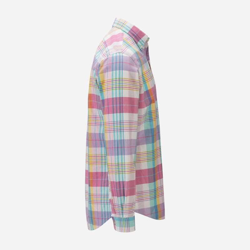 Custom Fit Plaid Sport Shirt - Pink/Seafoam Multi