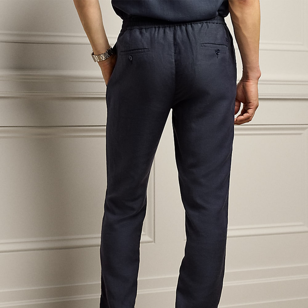 Silk-Linen Drawstring Trouser - Classic Chairman Navy