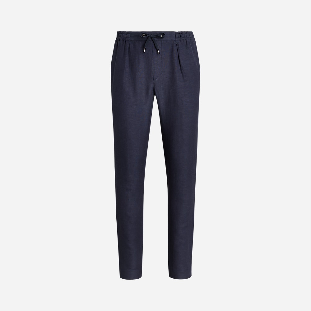 Silk-Linen Drawstring Trouser - Classic Chairman Navy