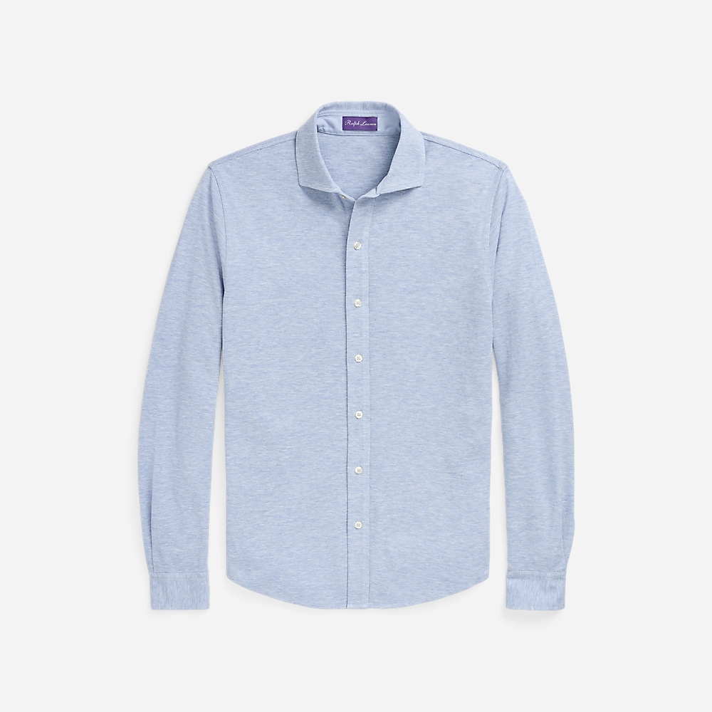 Washed Piqué Shirt - Soft Blue Melange