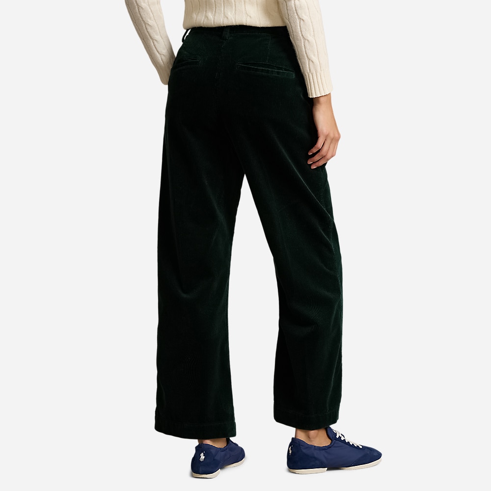 Corduroy Wide-Leg Cropped Pant - College Green