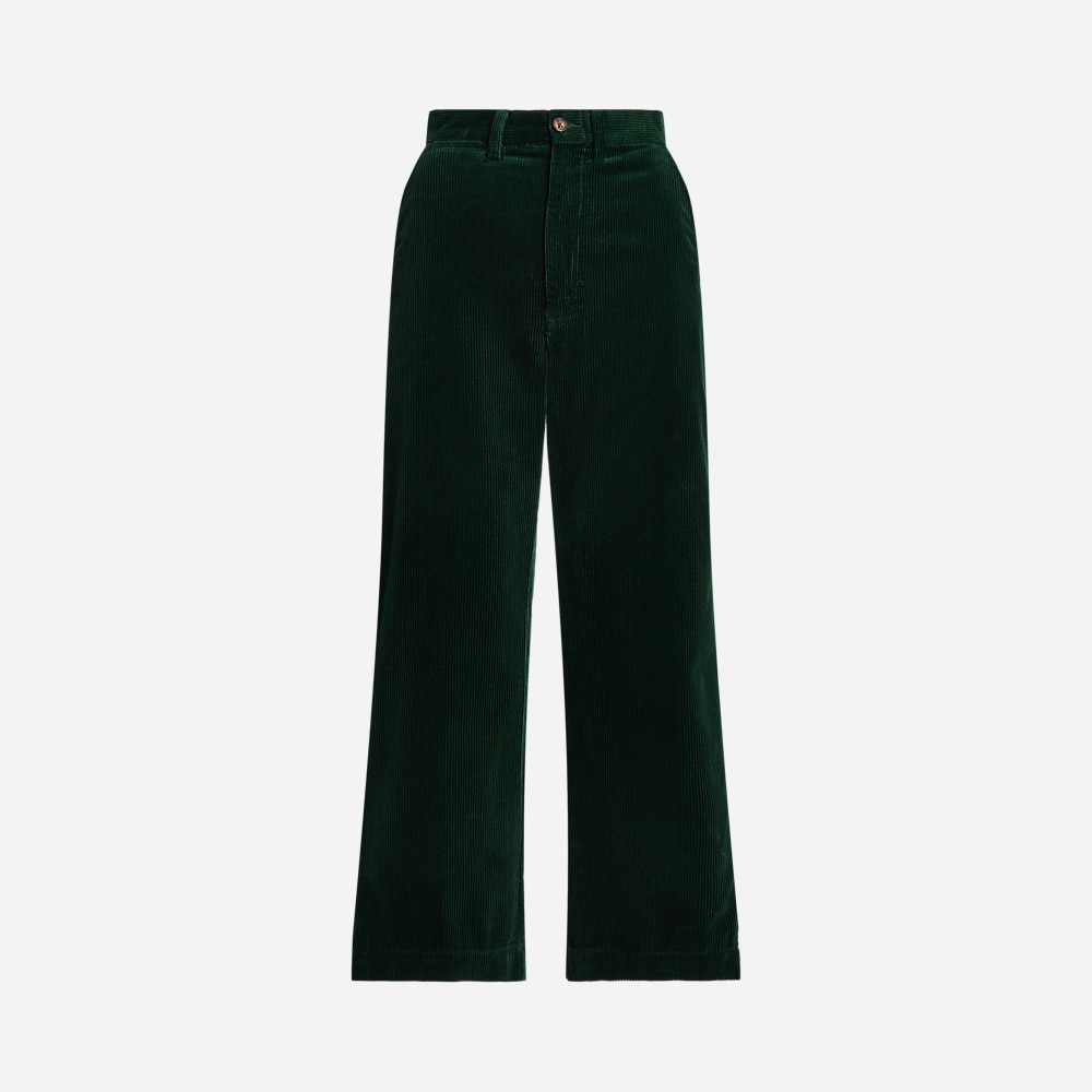 Corduroy Wide-Leg Cropped Pant - College Green