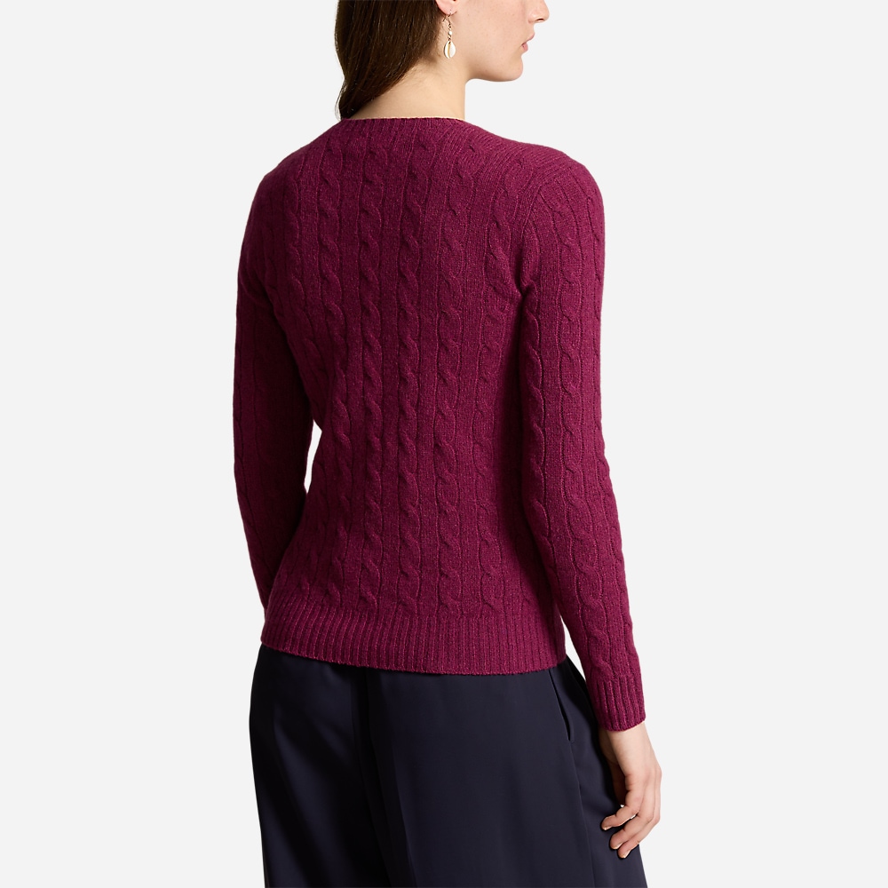 Cable-Knit Wool-Cashmere Sweater - Plum Heather