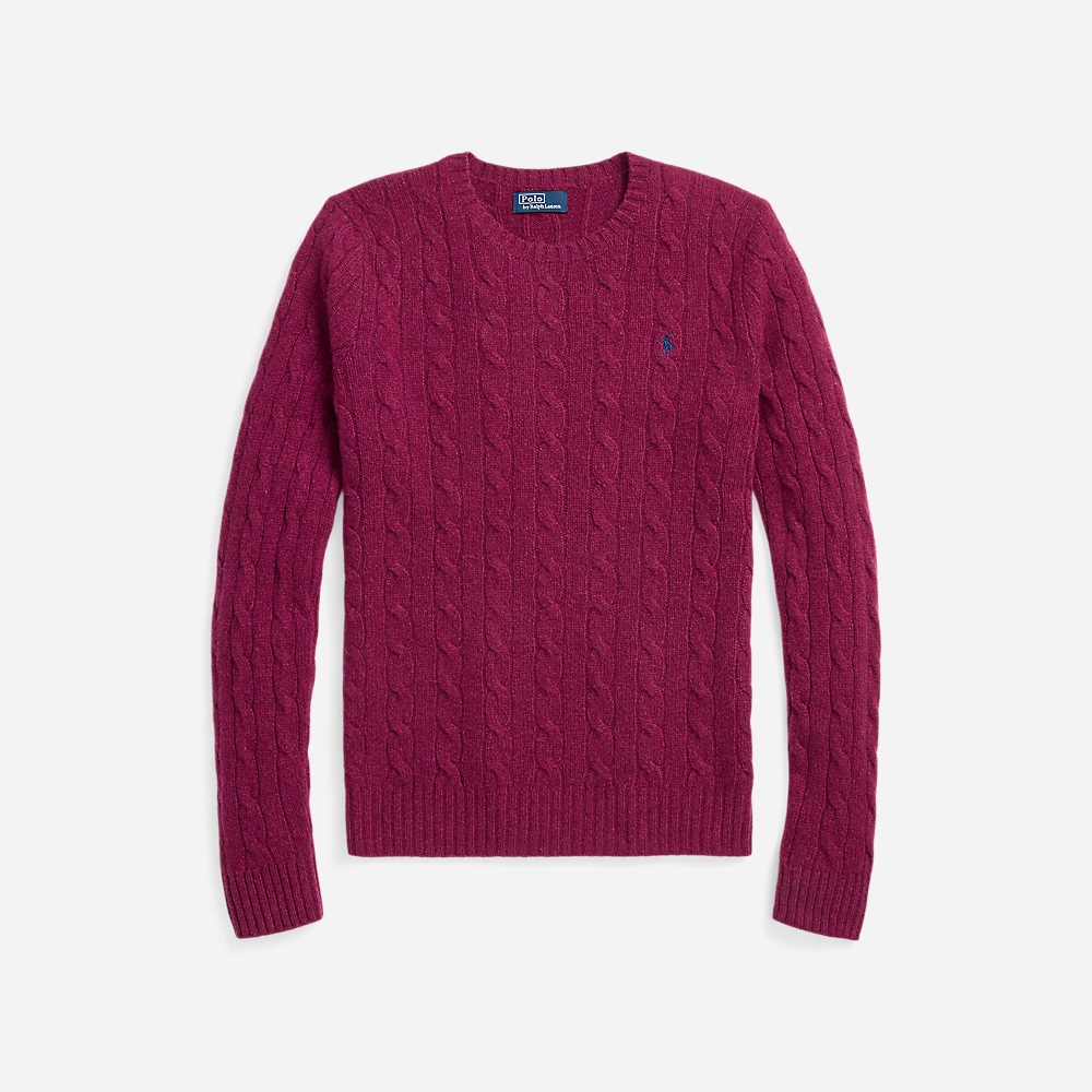 Cable-Knit Wool-Cashmere Sweater - Plum Heather