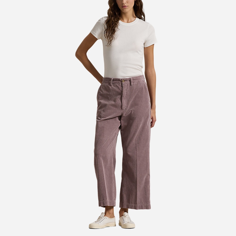 Corduroy Wide-Leg Cropped Pant - Lavender