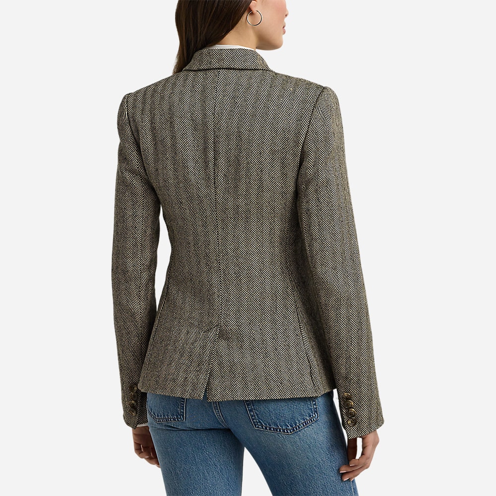 Herringbone Tweed Blazer - Black/Cream