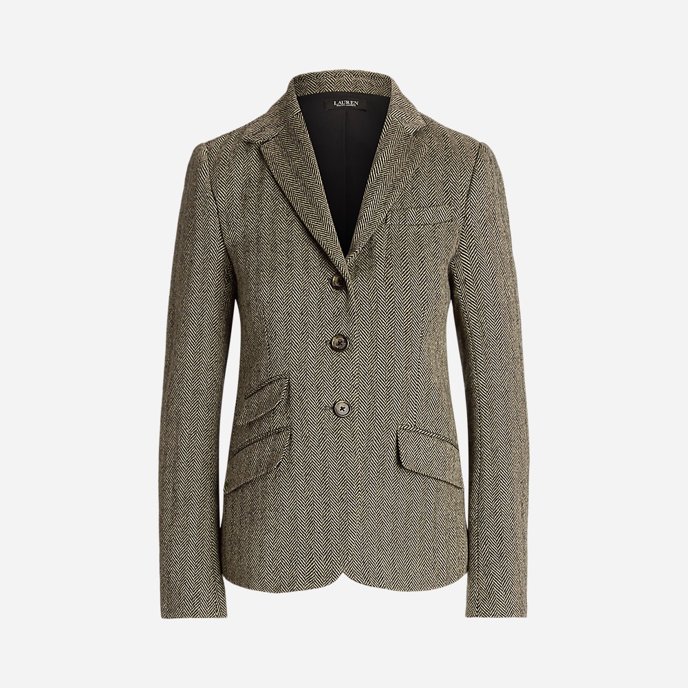 Herringbone Tweed Blazer - Black/Cream