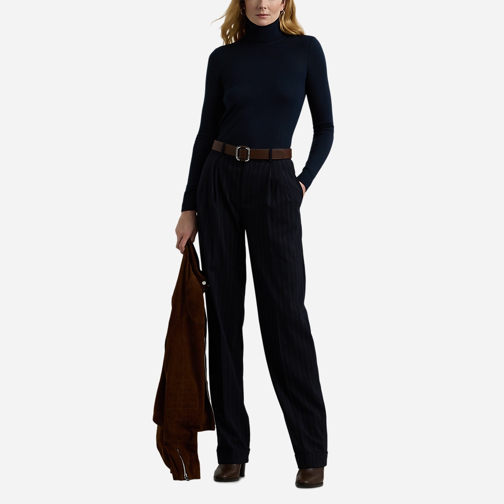 Silk-Blend Turtleneck Sweater - Lauren Navy