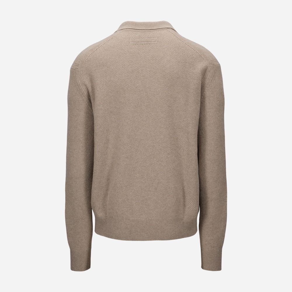 Knitwear Polo - Light Beige Solid