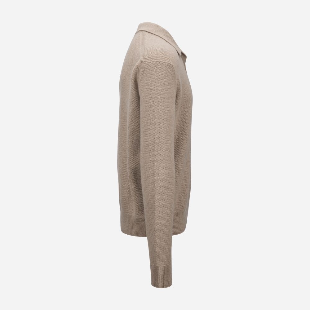 Knitwear Polo - Light Beige Solid