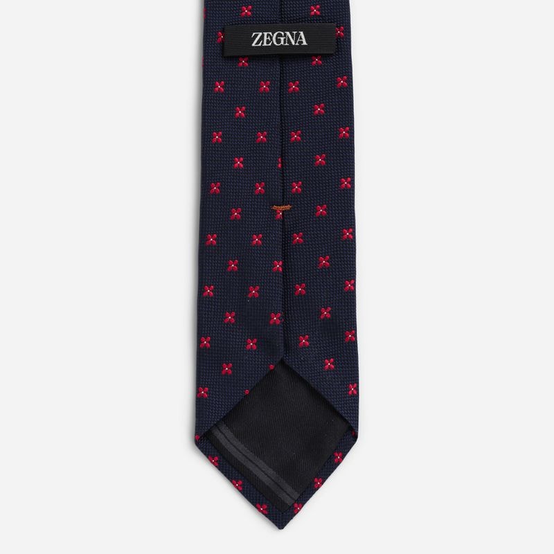 Tie Silk - Navy-Blue Fancy