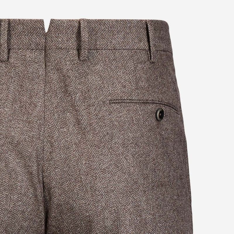 Flanel Pant Herringbone - Brown Herringbone