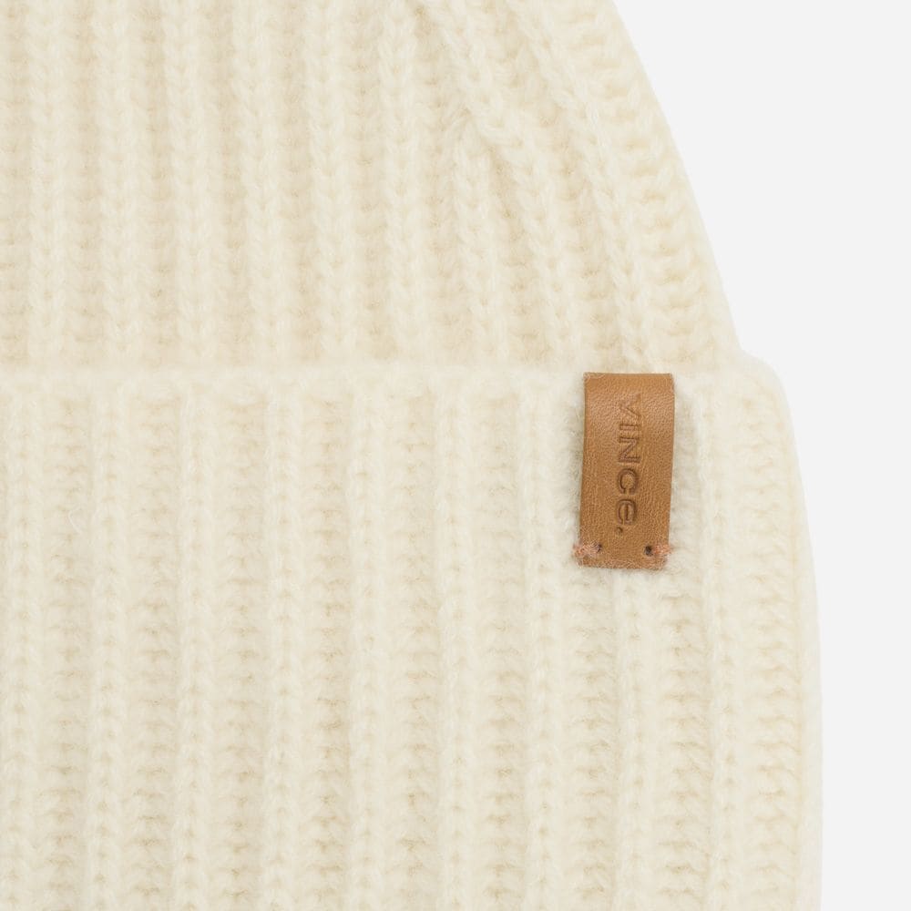 Plush Cashmere Chunky-Knit Beanie - Blanc