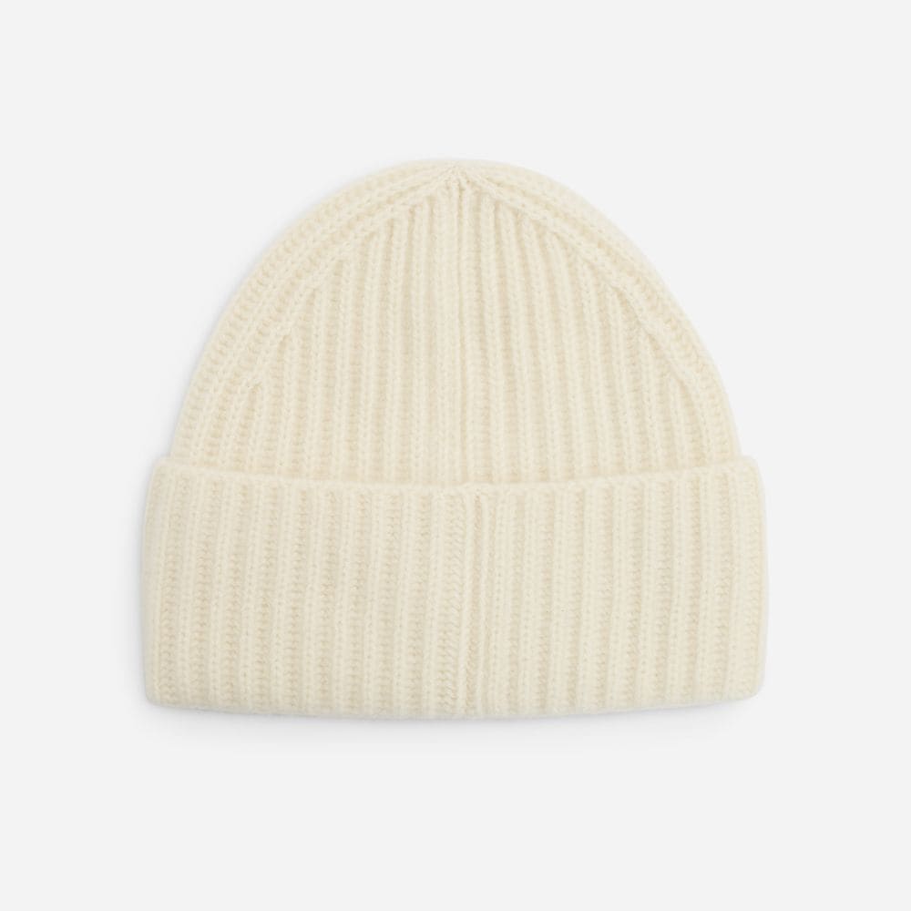 Plush Cashmere Chunky-Knit Beanie - Blanc