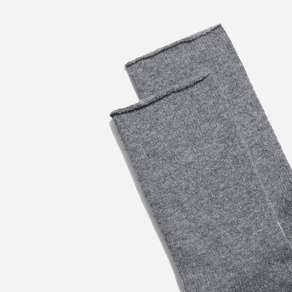 Cashmere Jersey Short Sock - Medium Heather Grey