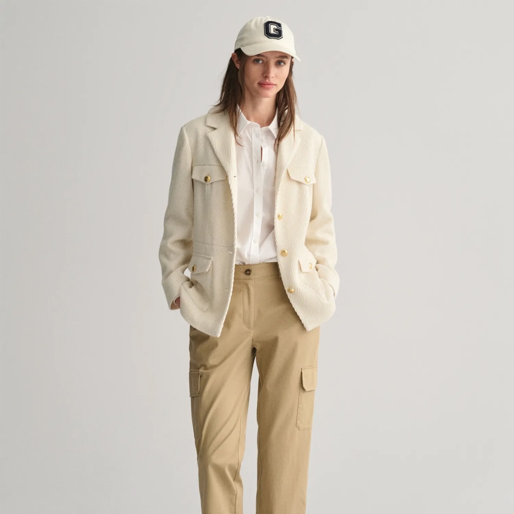 Slim Texture Blazer Jacket - Offwhite