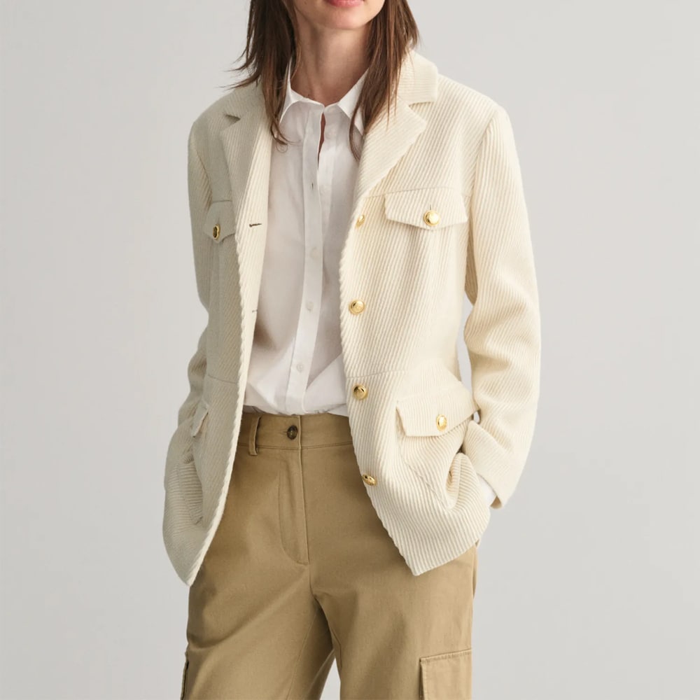 Slim Texture Blazer Jacket - Offwhite