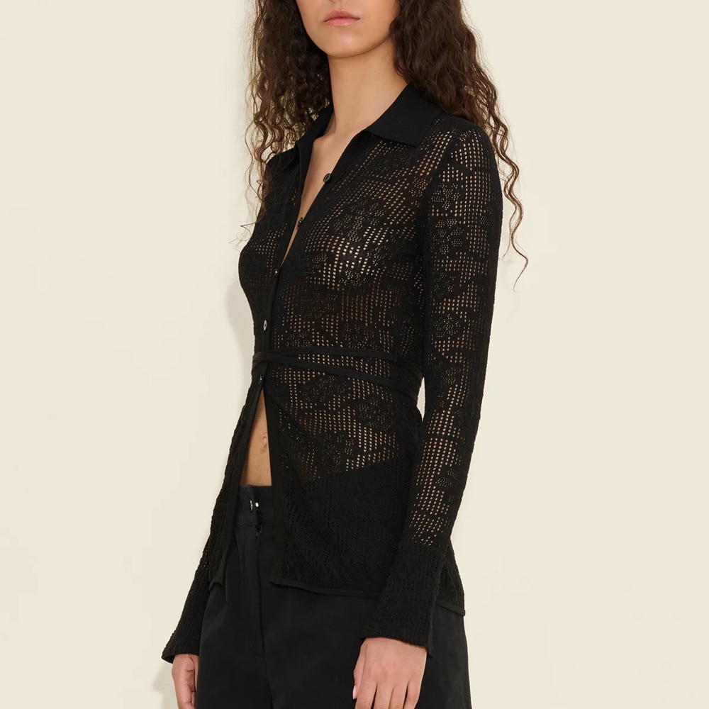 Lace Knit Shirt - Black