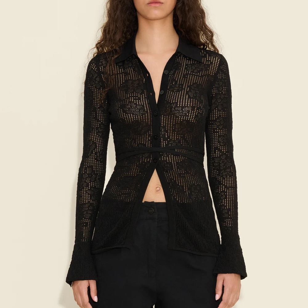 Lace Knit Shirt - Black