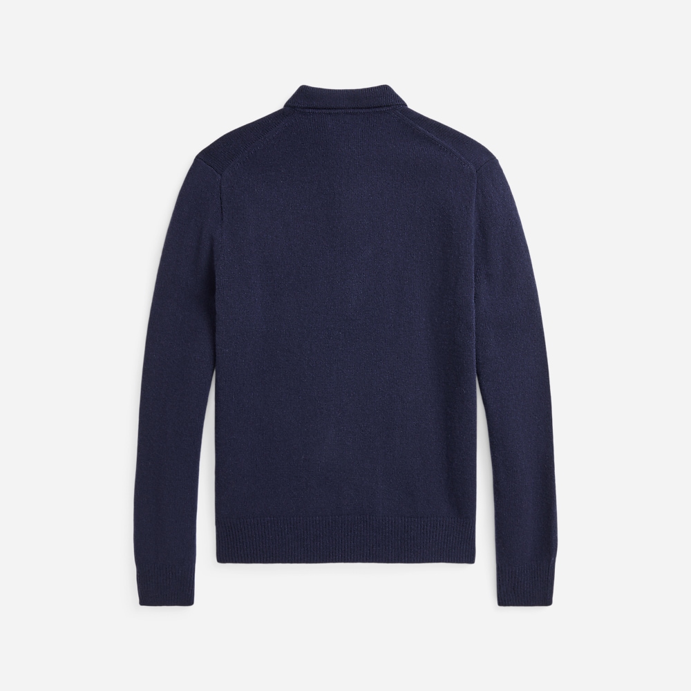 Wool-Cashmere Polo-Collar Sweater - Hunter Navy