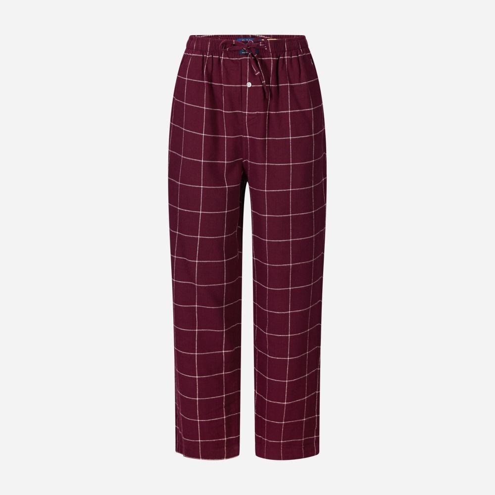 Plaid Flannel Pyjama Set - Damson Red Windowpane