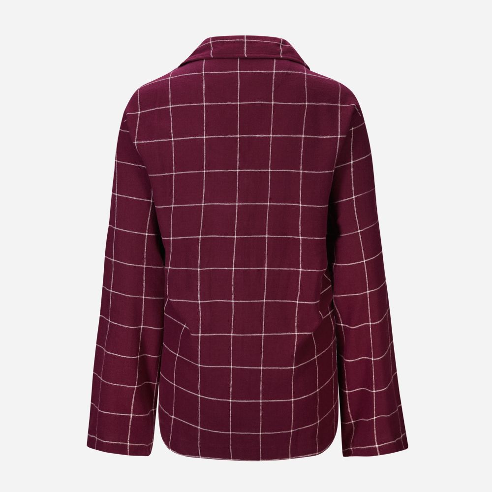 Plaid Flannel Pyjama Set - Damson Red Windowpane