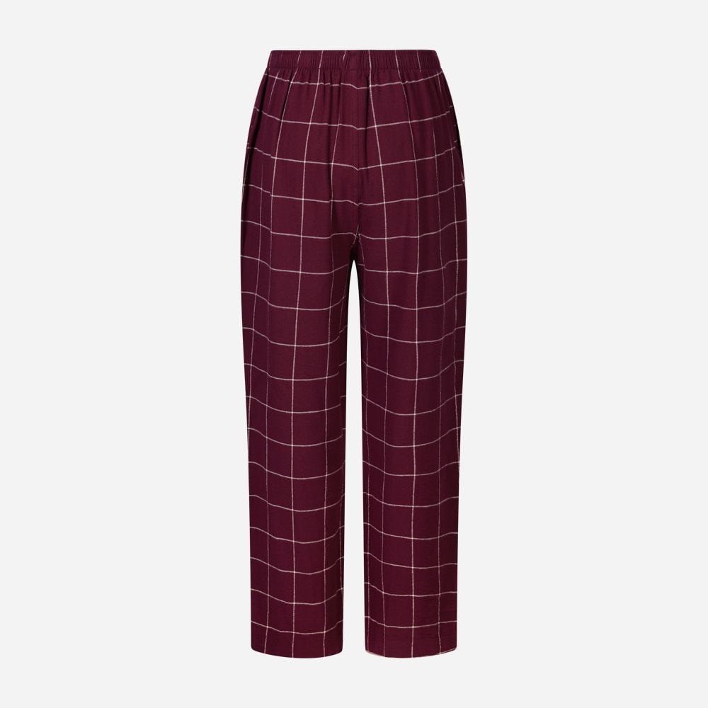 Plaid Flannel Pyjama Set - Damson Red Windowpane