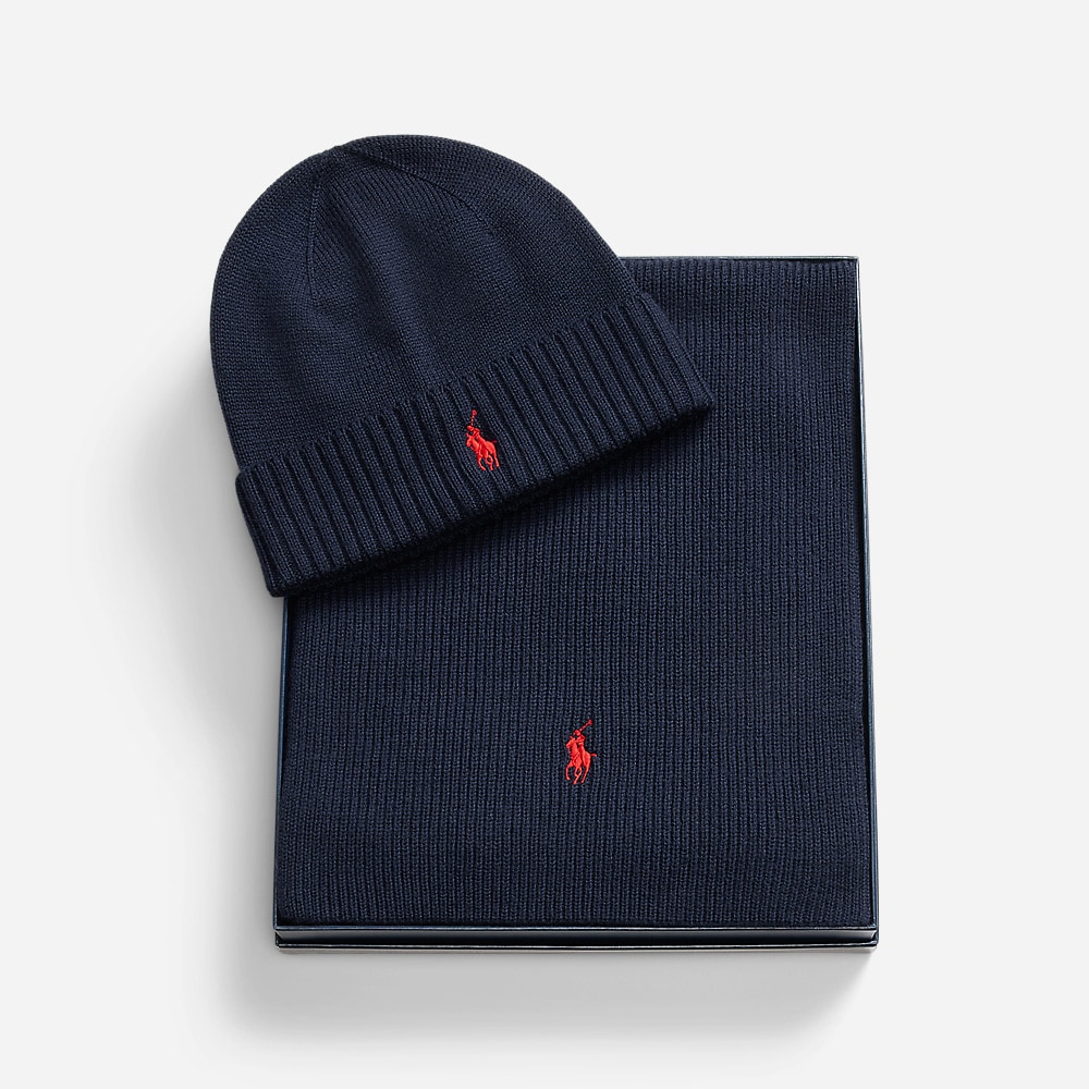 Merino Wool Beanie & Scarf Gift Set - Hunter Navy