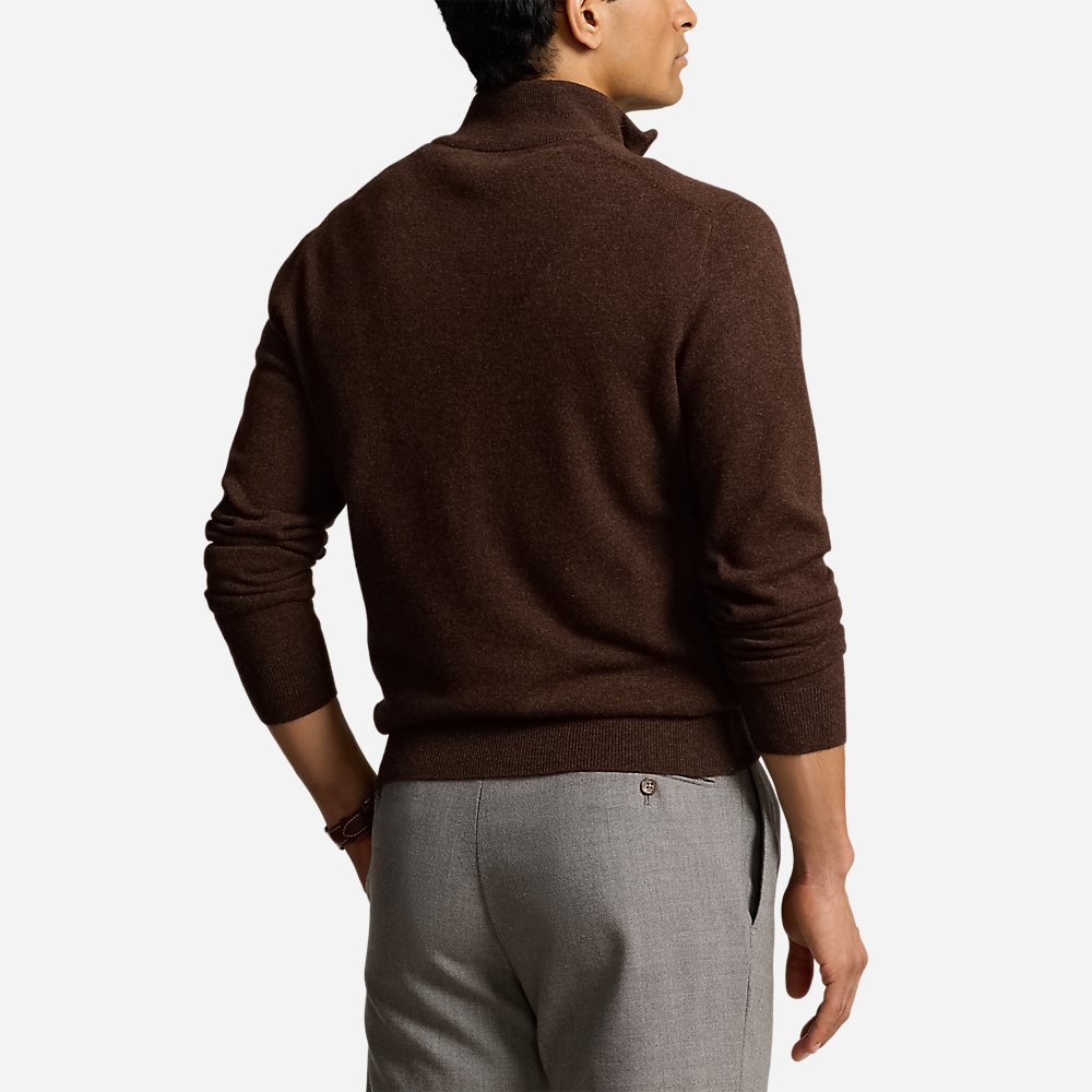 Wool Quarter-Zip Sweater - Dark Chestnut Heather