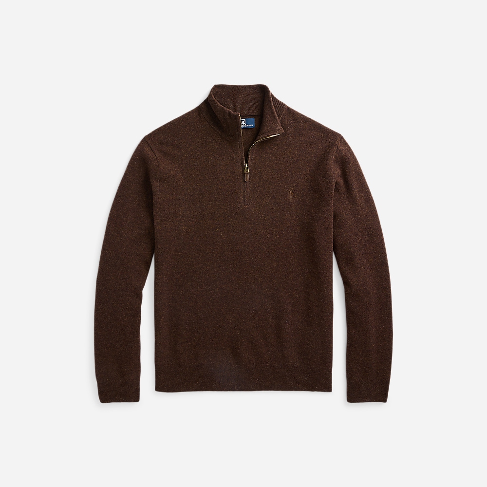 Wool Quarter-Zip Sweater - Dark Chestnut Heather