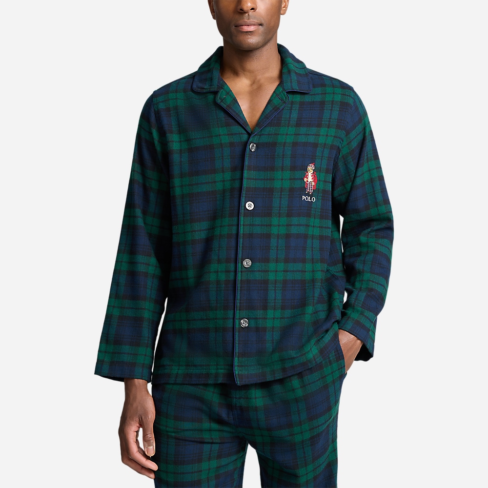 Polo Bear Plaid Flannel Pyjama Set - Blackwatch Holiday Bear