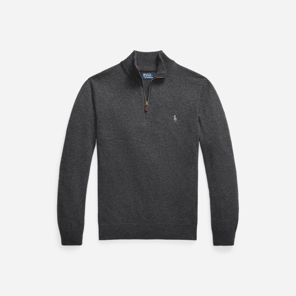 Wool Quarter-Zip Sweater - Dark Charcoal Heather