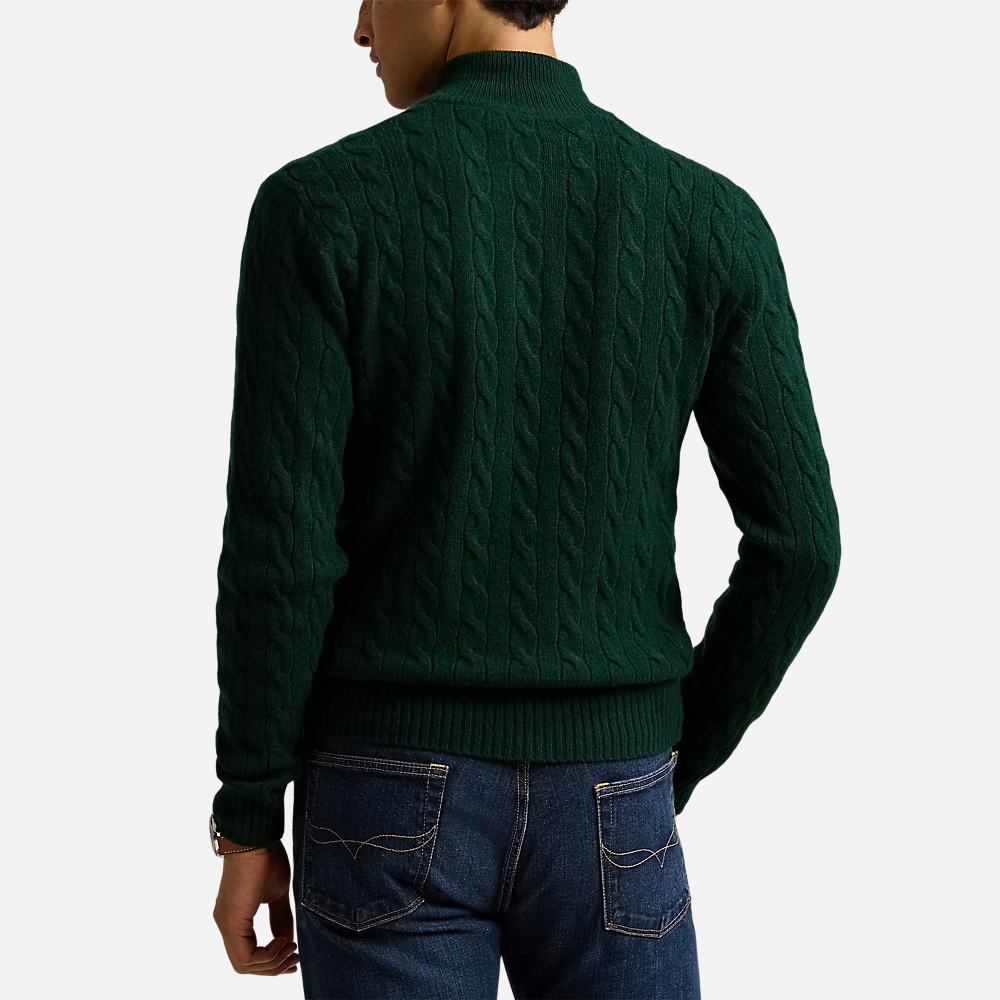 Cable-Knit Wool-Cashmere Sweater - Moss Agate