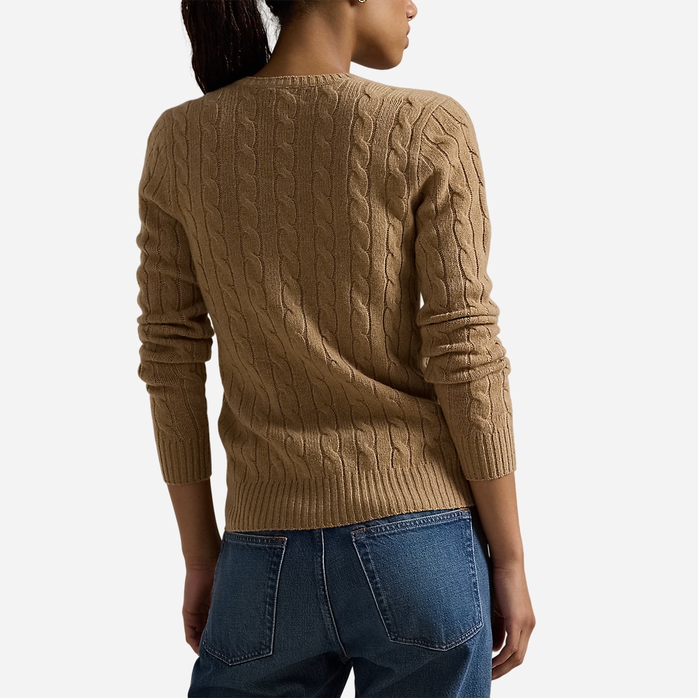 Cable-Knit Wool-Cashmere V-Neck Sweater - Collection Camel Melange