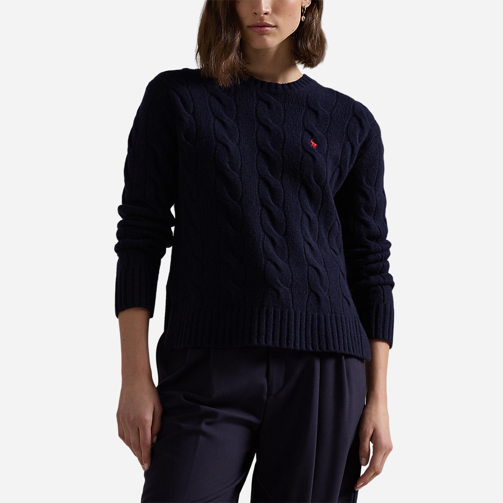 Classic Fit Cable Wool-Cashmere Sweater - Hunter Navy