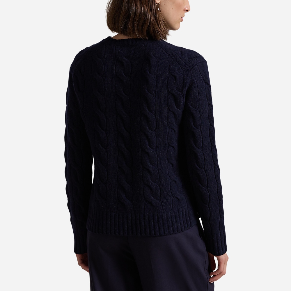 Classic Fit Cable Wool-Cashmere Sweater - Hunter Navy