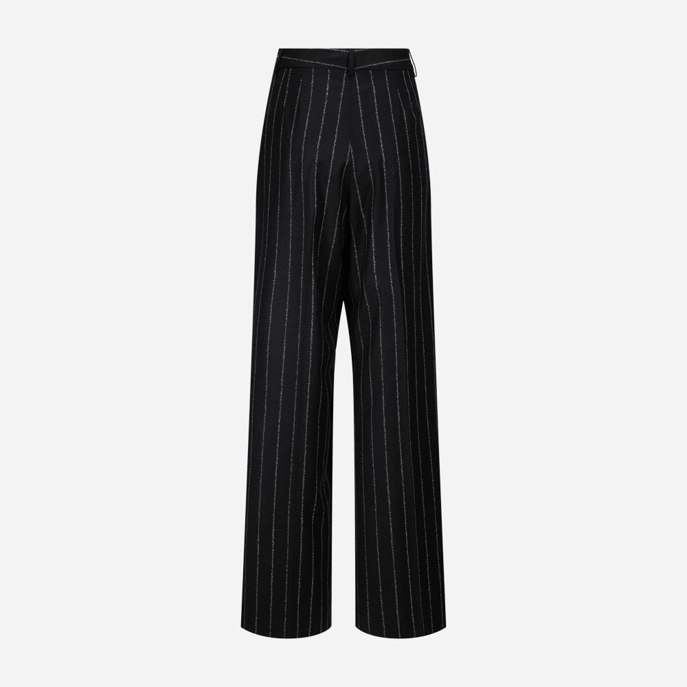 Gytta Wool Trousers - Black Pinstripe